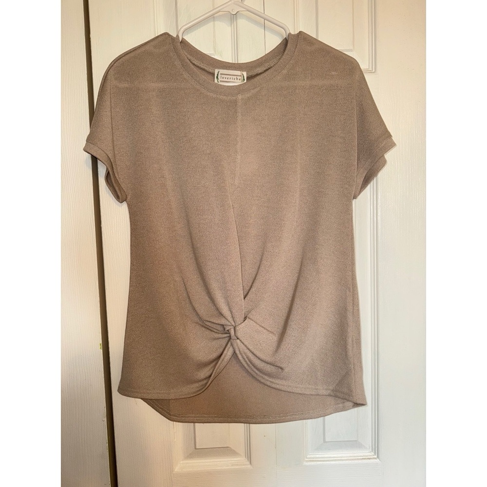 Love Riche Taupe Twist-Front Tee